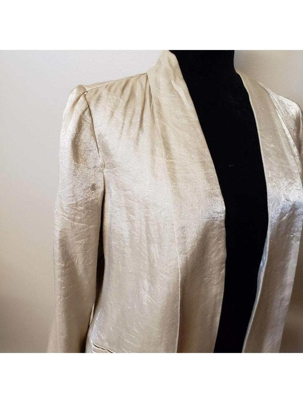 LKNW Chico's Gold Metallic open drape jacket ! 6 8 - Picture 3 of 8
